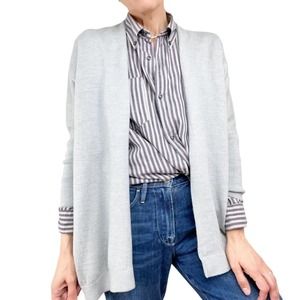Amour Vert Grey Oversized Open Front Wool Cardigan Medium